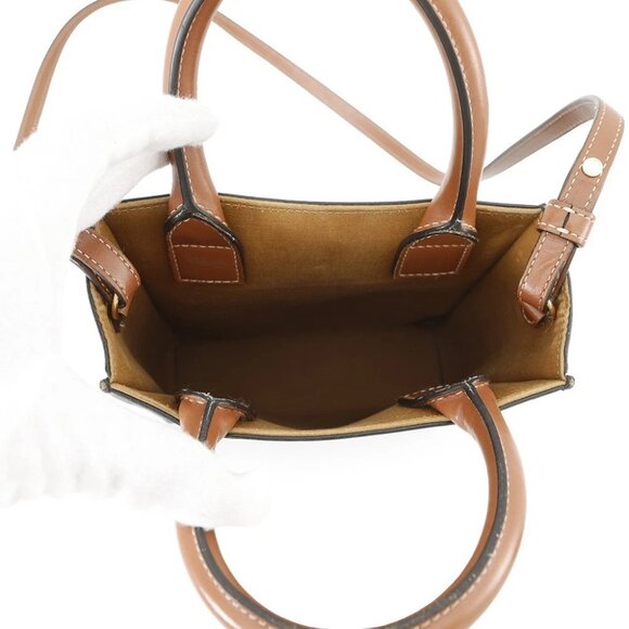 CELINE Triomphe Vertical Cabas Size Mini PVC/Leather Tan 194372 - Picture 16 of 16